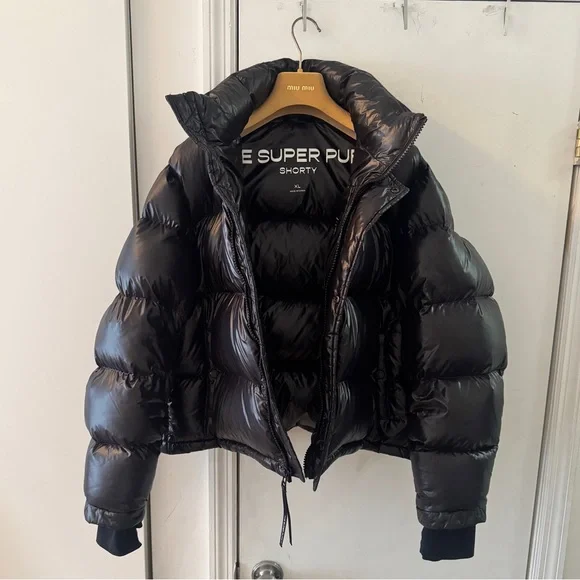 Super Puff Shorty Puffer w Hood - Black Gloss - Aritzia - Picture 2 of 10